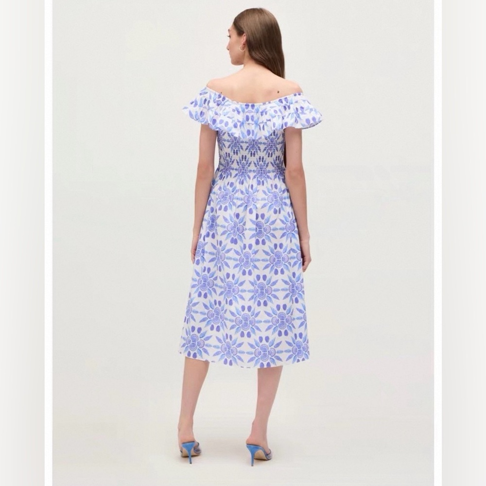 Hill House Akilah Blue Shell Midi Dress Size S - Picture 3 of 8